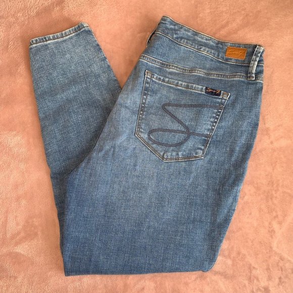 Seven7 Ultra High Rise Skinny Jeans Distressed Ripped Size 16W - Picture 3 of 13